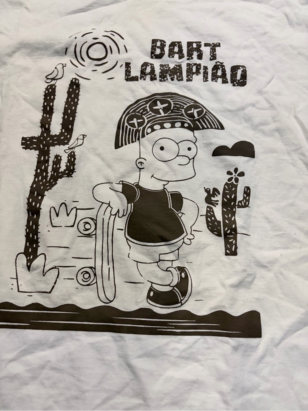 Bart Lampiao Graphic Tee - White Simpsons Aqua de coco rare medium Brasil